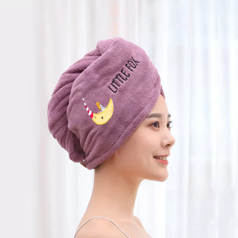 Microfiber Hair Towel & Fun Turban Hair Wrap Little Fox