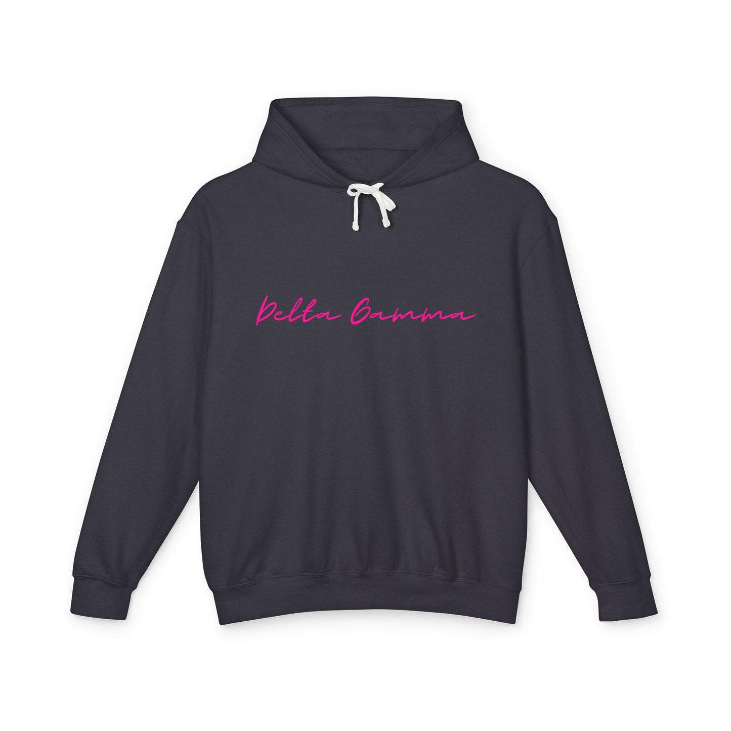 "Delta Gamma" Script Lightweight Hooded Sweatshirt