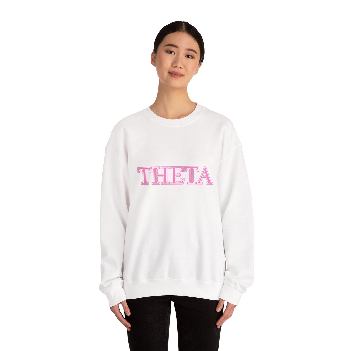 "Theta" Cute PINK Heavy Blend™ Crewneck Sweatshirt