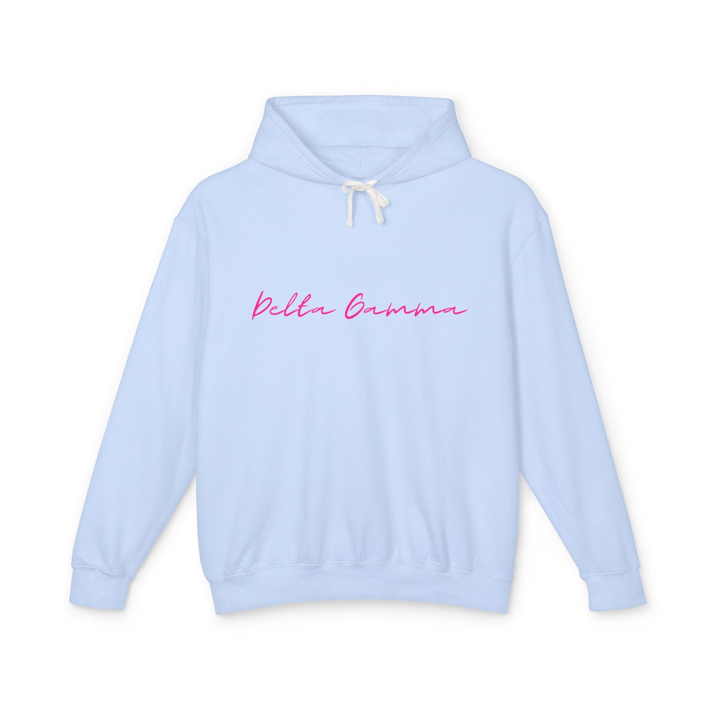 "Delta Gamma" Script Lightweight Hooded Sweatshirt