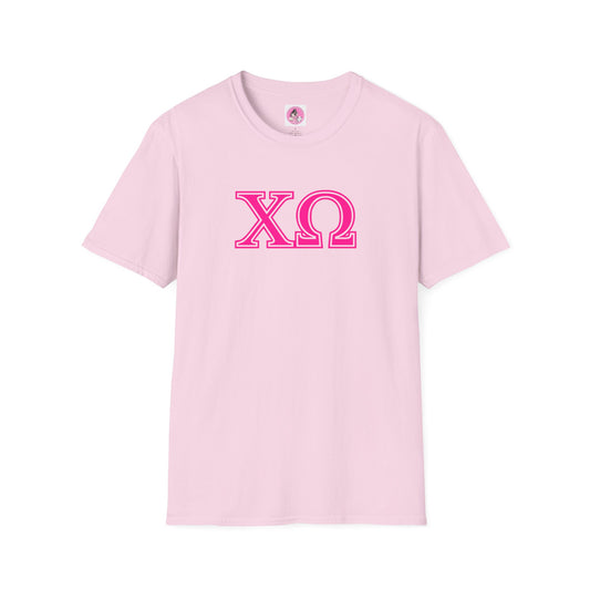 "Chi Omega" PINK Sorority Girl Greek Softstyle T-Shirt