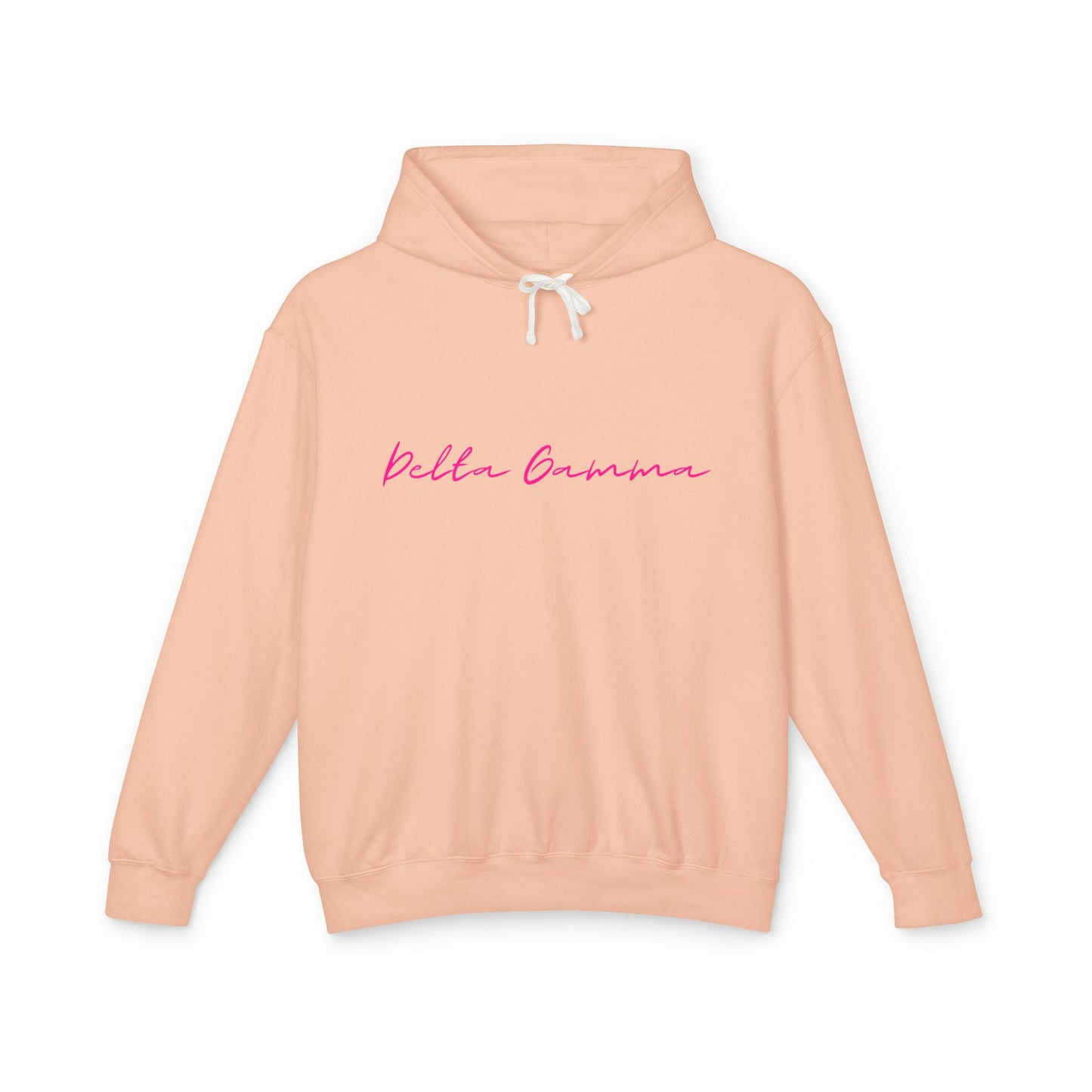 "Delta Gamma" Script Lightweight Hooded Sweatshirt