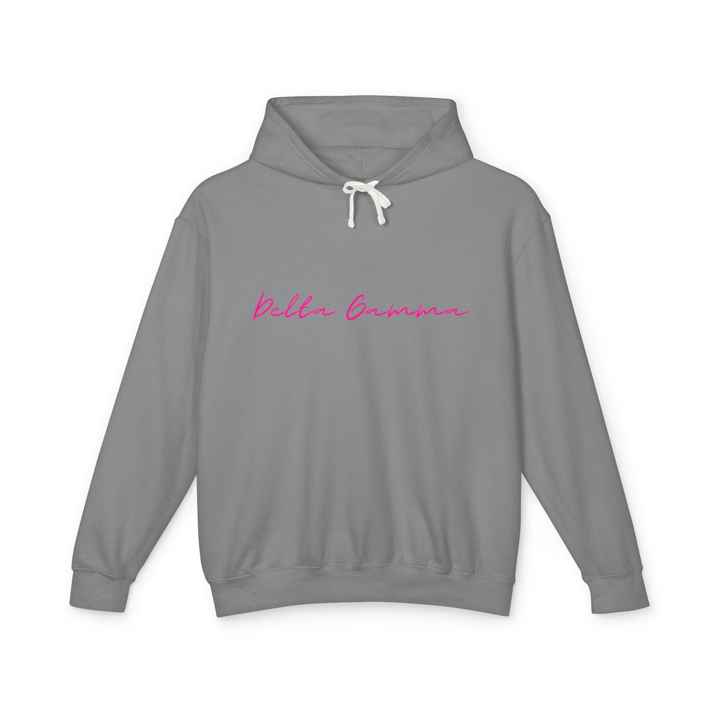 "Delta Gamma" Script Lightweight Hooded Sweatshirt