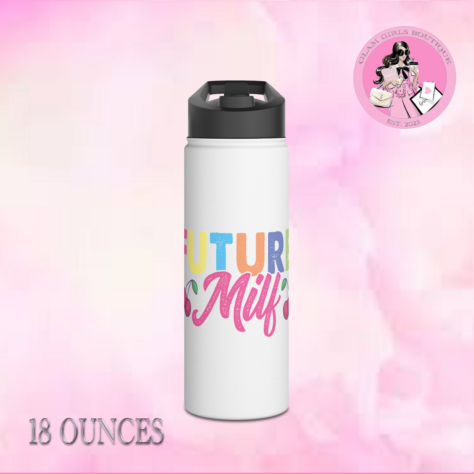  Future MILF Stainless Steel Water Bottle, the ultimate companion for style-conscious sippers like you. Available in three fab sizes (12oz, 18oz, 32oz)