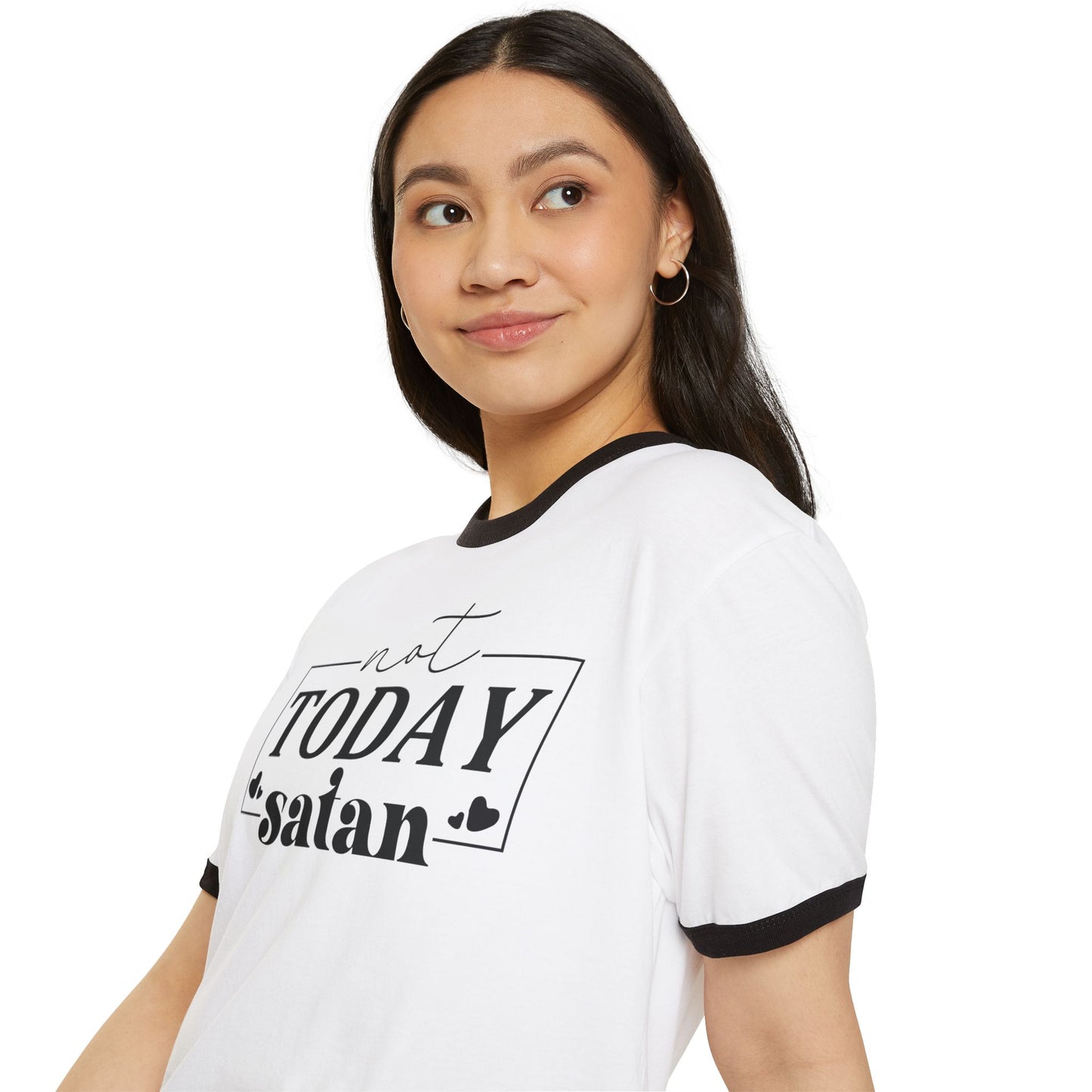 Not Today Satan Unisex Cotton Ringer T-Shirt