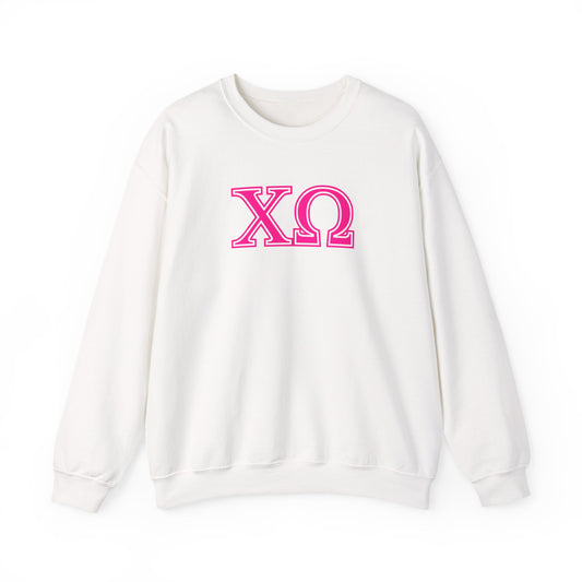 "Chi Omega" Cute Pink Heavy Blend™ Crewneck Sweatshirt