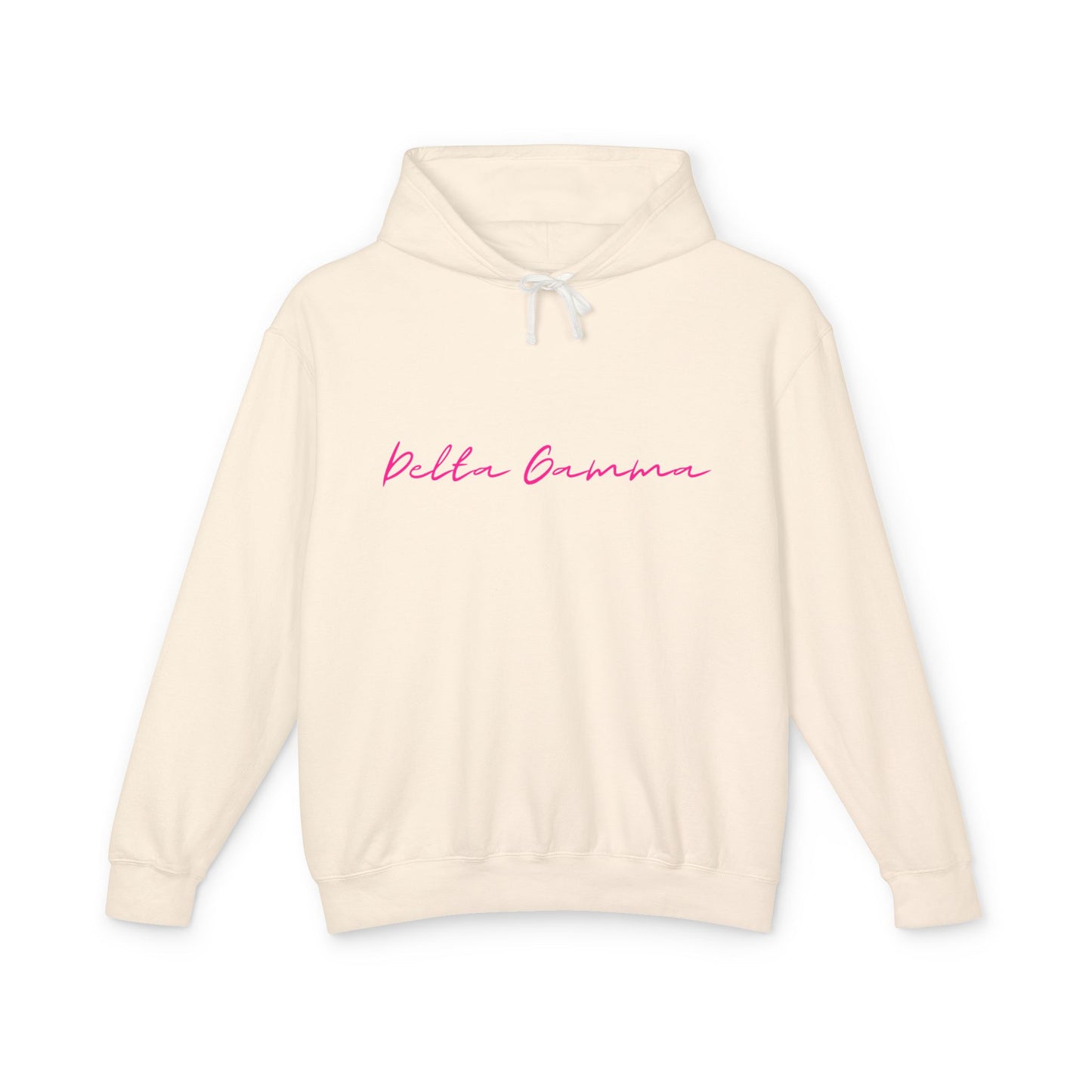 "Delta Gamma" Script Lightweight Hooded Sweatshirt