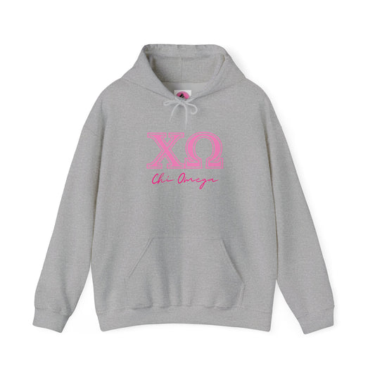 "Chi Omega" Sorority Girl Greek Pink Heavy Blend™ Hoodie Sweatshirt