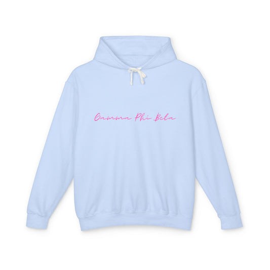 "Gamma Phi Beta" Script Lightweight Hooded Sweatshirt