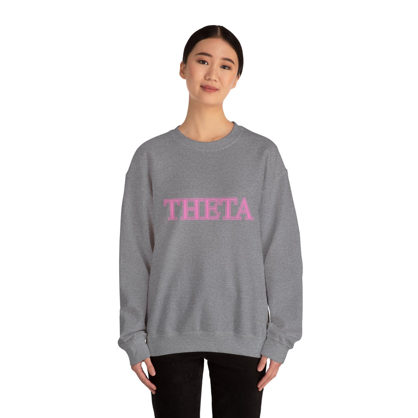 "Theta" Cute PINK Heavy Blend™ Crewneck Sweatshirt