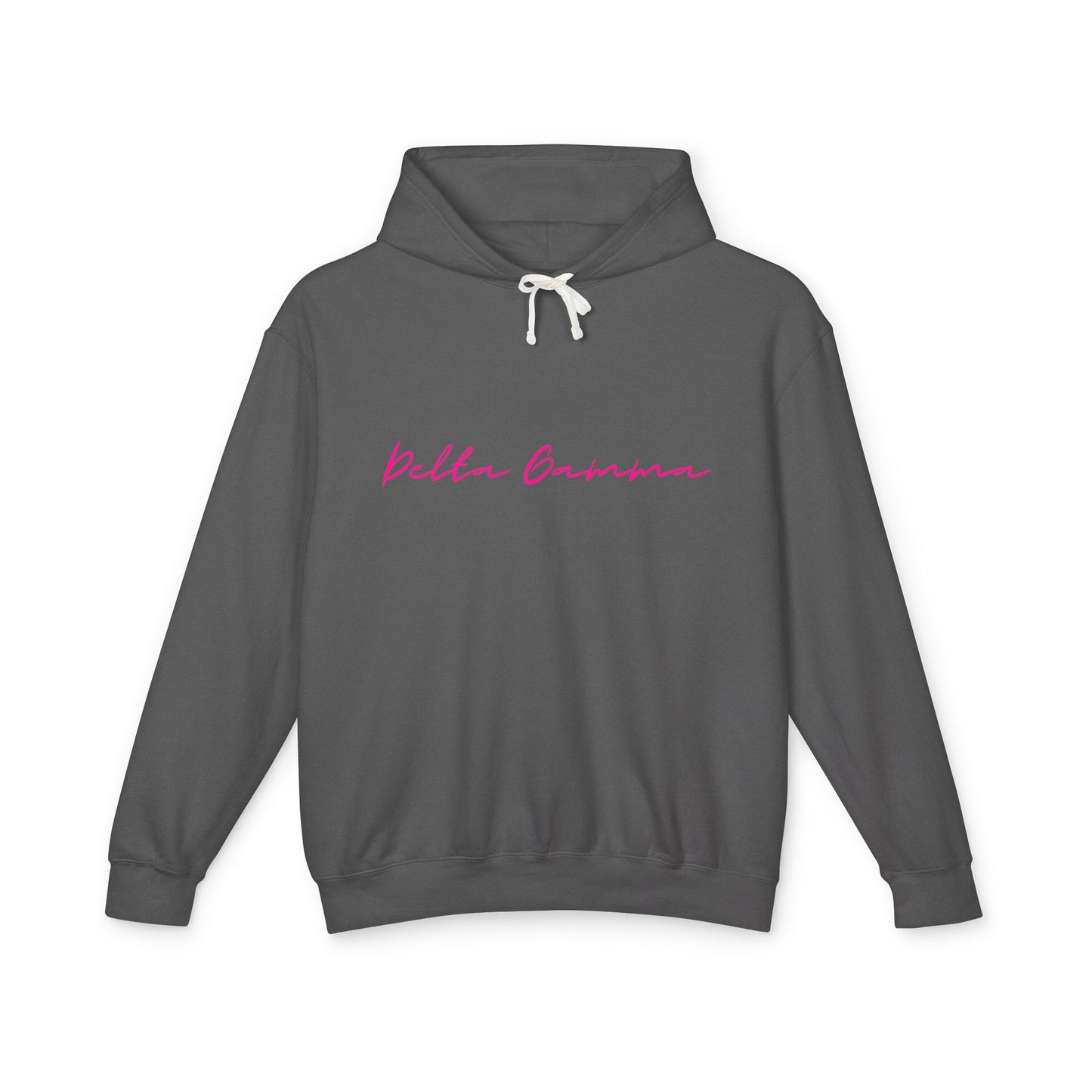 "Delta Gamma" Script Lightweight Hooded Sweatshirt