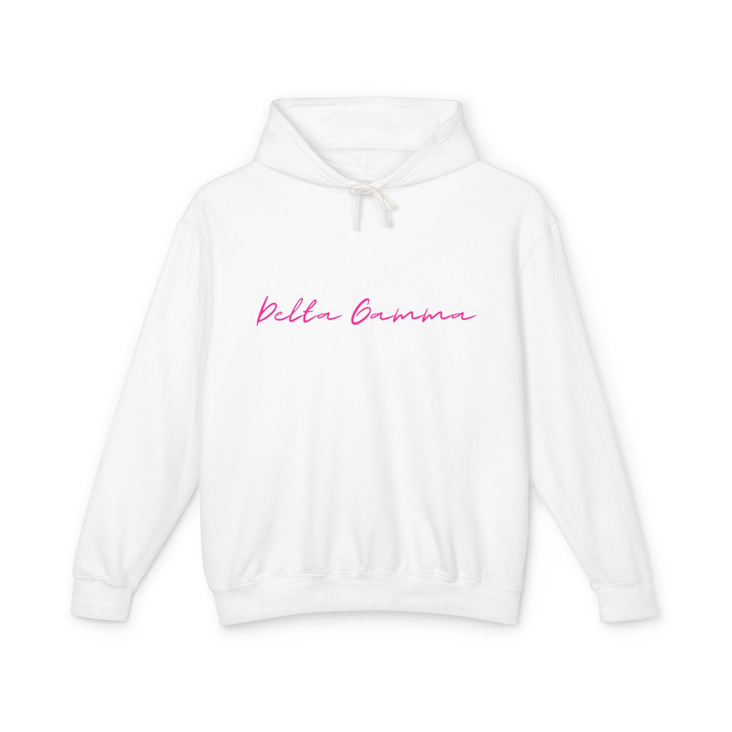 "Delta Gamma" Script Lightweight Hooded Sweatshirt