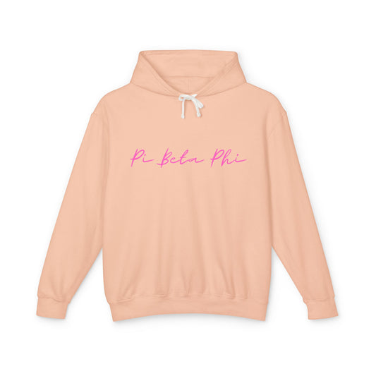 "Pi Beta Phi" Script Lightweight Hooded Sweatshirt