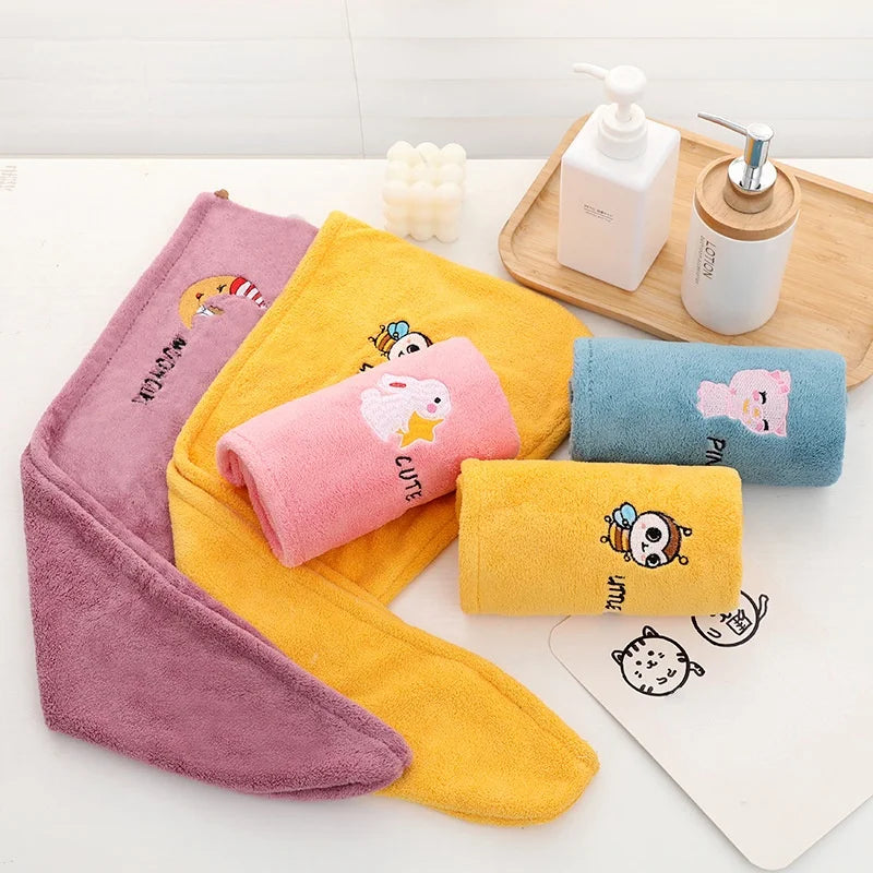 Microfiber Hair Towel & Fun Turban Cute designs of rabbits, bees, pigs 