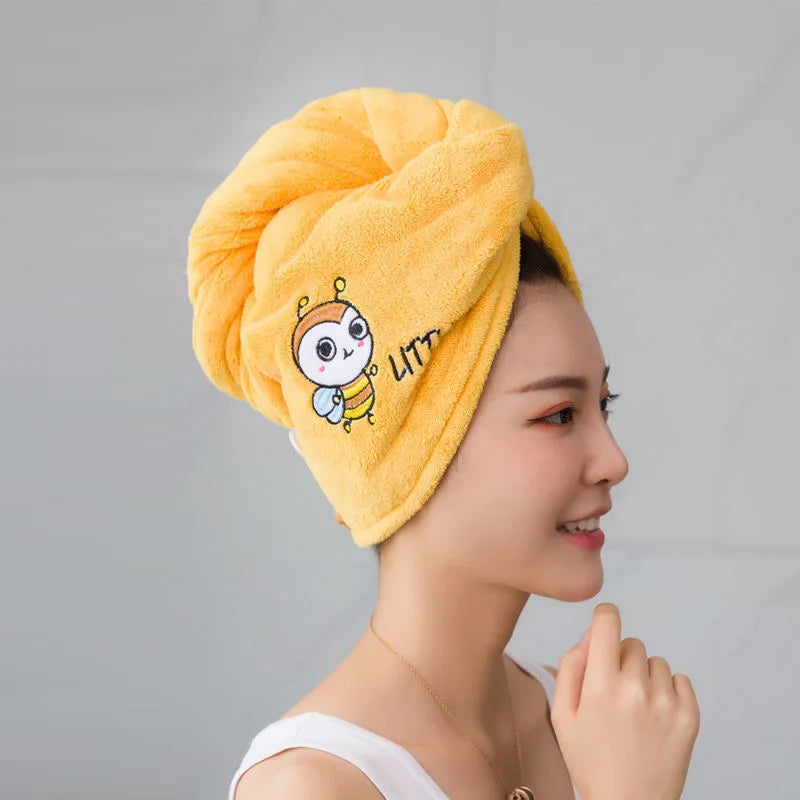 Microfiber Hair Towel & Fun Turban Little Bee Hair Wrap