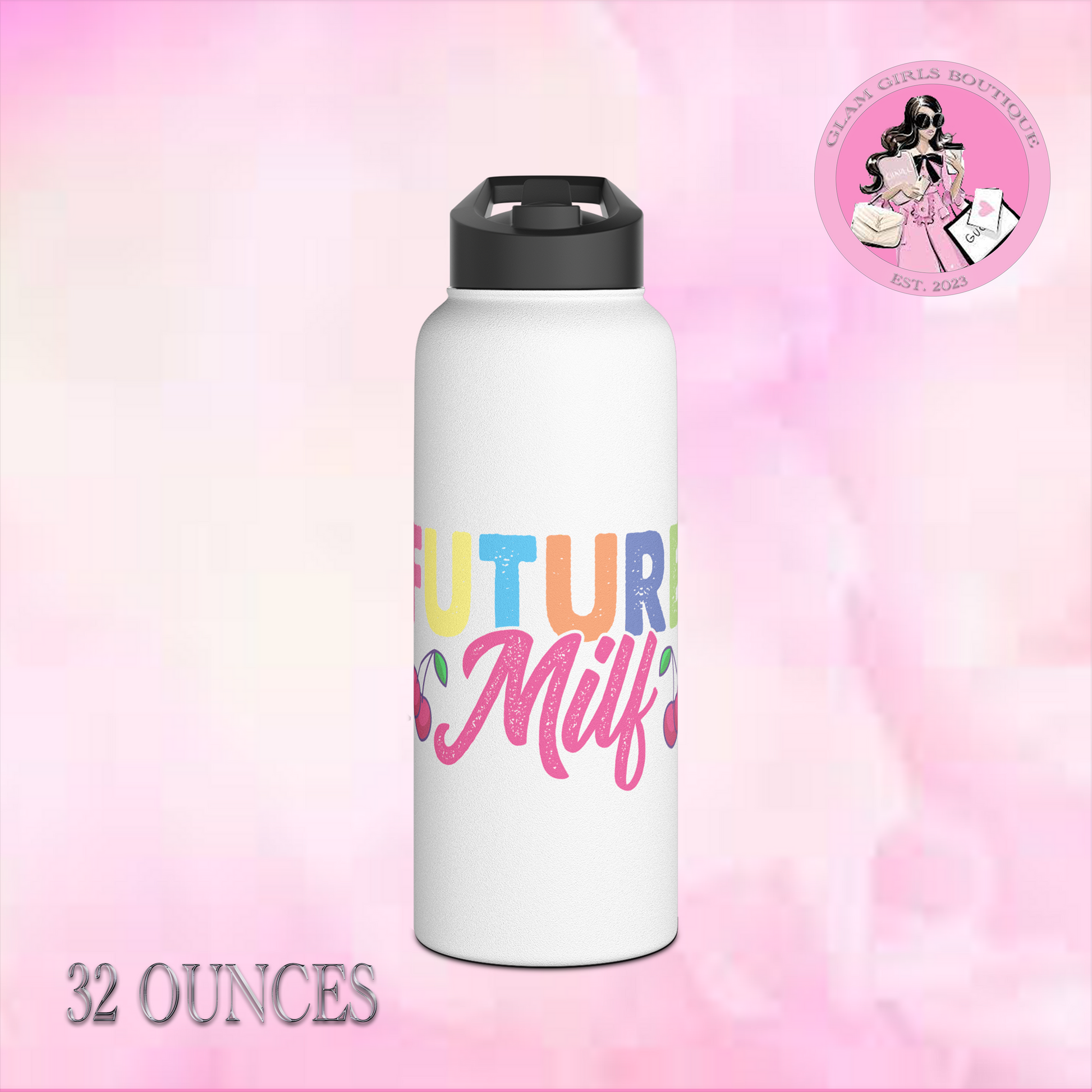  Future MILF Stainless Steel Water Bottle, the ultimate companion for style-conscious sippers like you. Available in three fab sizes (12oz, 18oz, 32oz)