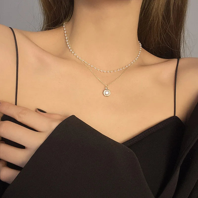 Pearl Pendant Choker Necklace