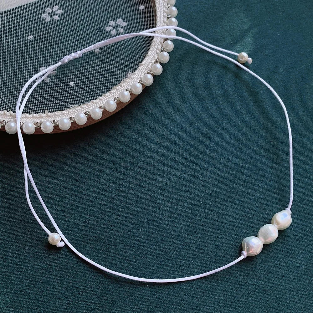 Elegant Freshwater Peal Choker Collar multiple colors 3 pearls on each necklace