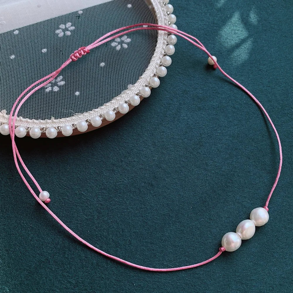 Elegant Freshwater Peal Choker Collar multiple colors 3 pearls on each necklace