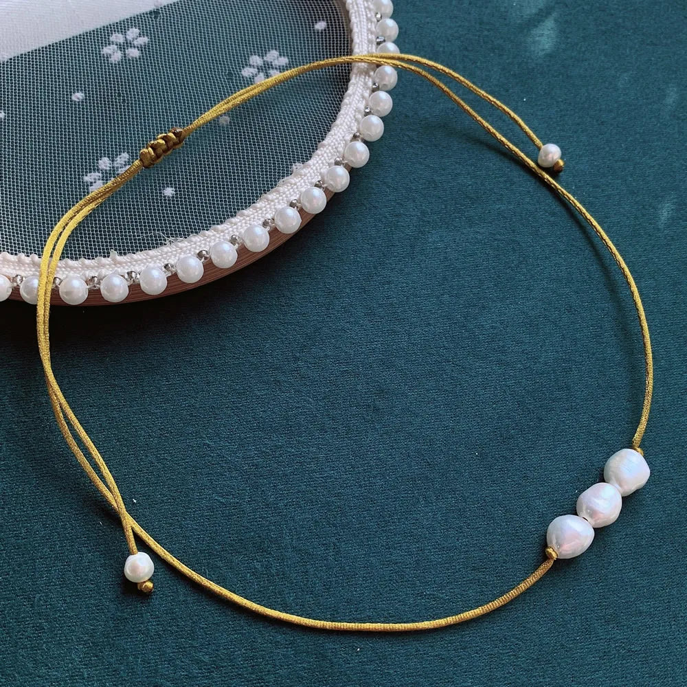 Elegant Freshwater Peal Choker Collar multiple colors 3 pearls on each necklace