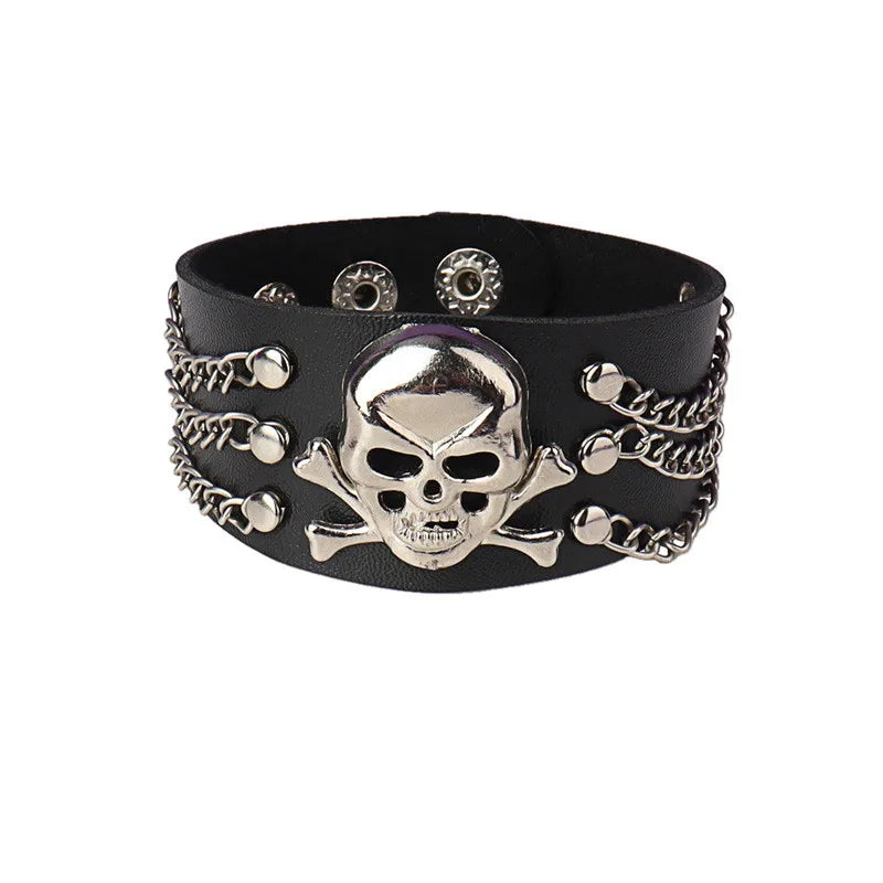 Black Leather Stud Bracelets multiple widths and designs 