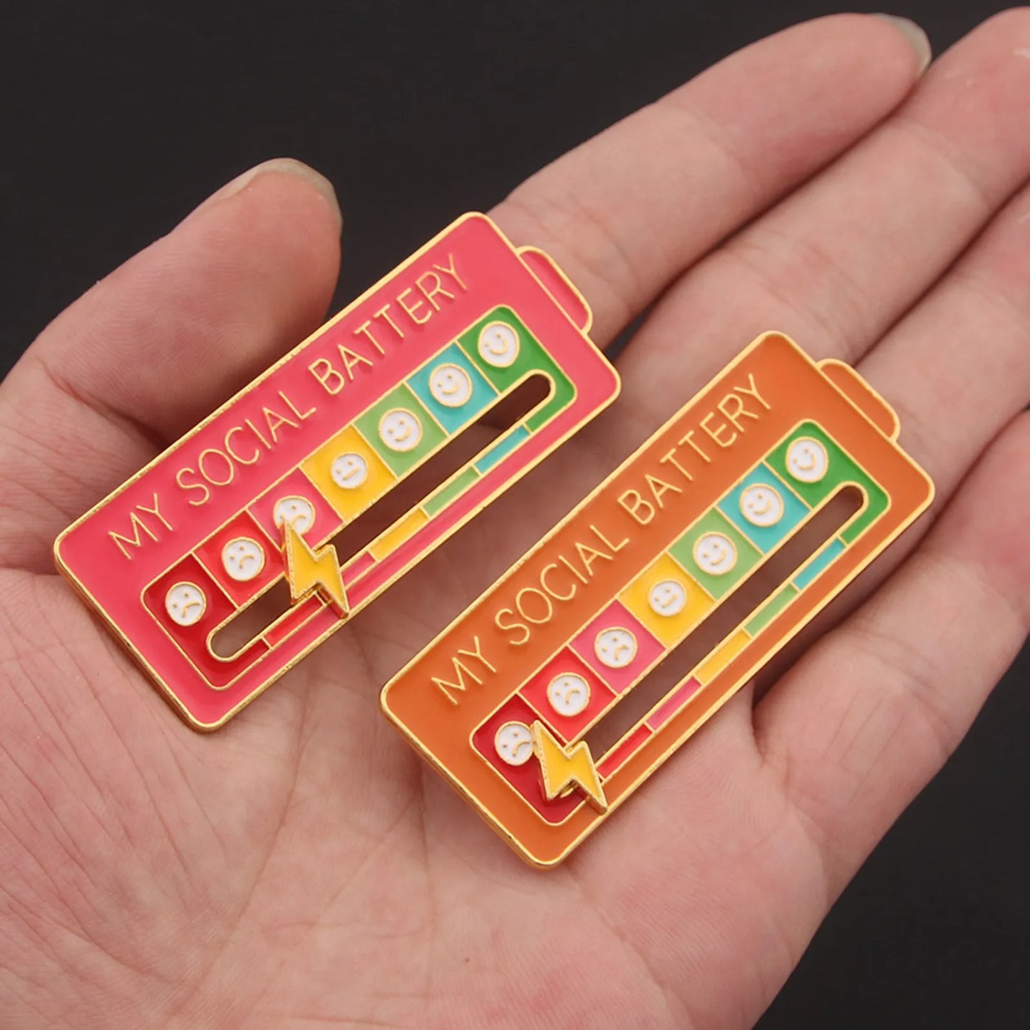 Social Emotions Pin Adjustable to show your mood from Sad to Happy