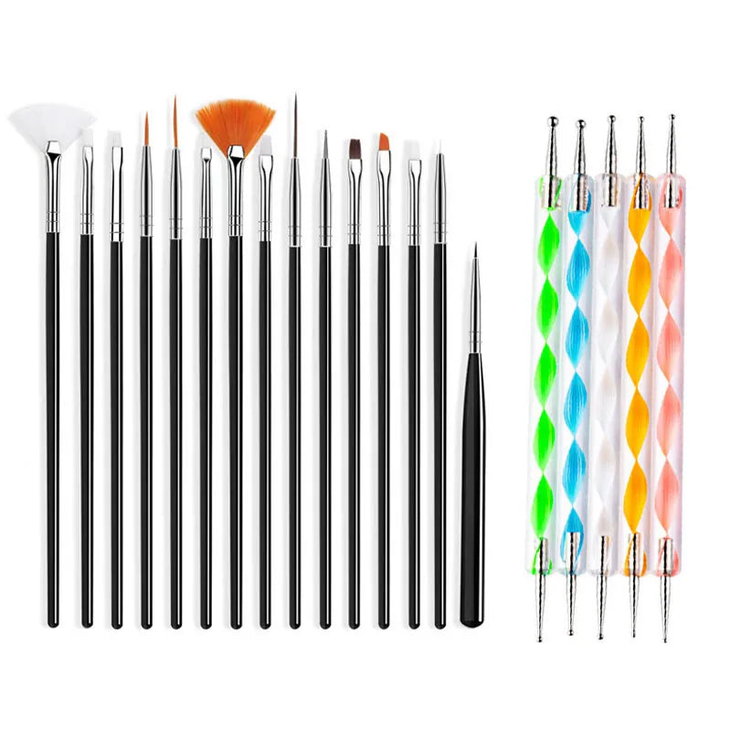 20 Piece Professional Nail Brush Set