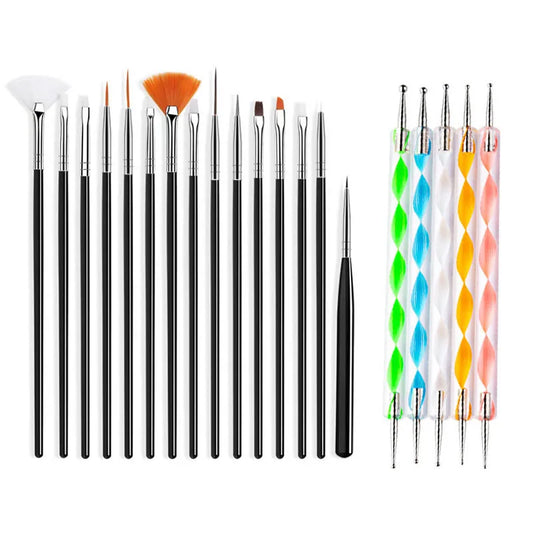 20 Piece Professional Nail Brush Set