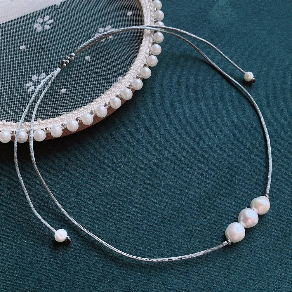 Elegant Freshwater Peal Choker Collar multiple colors 3 pearls on each necklace