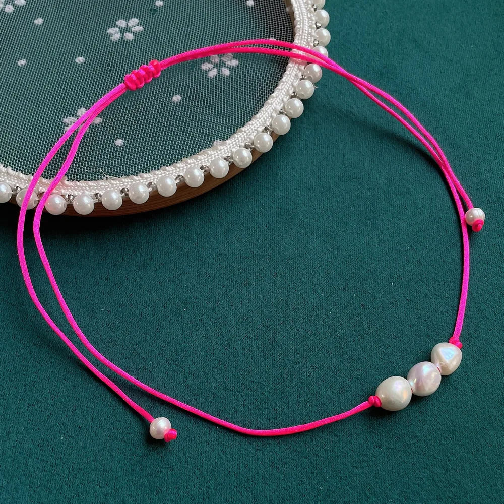 Elegant Freshwater Peal Choker Collar multiple colors 3 pearls on each necklace