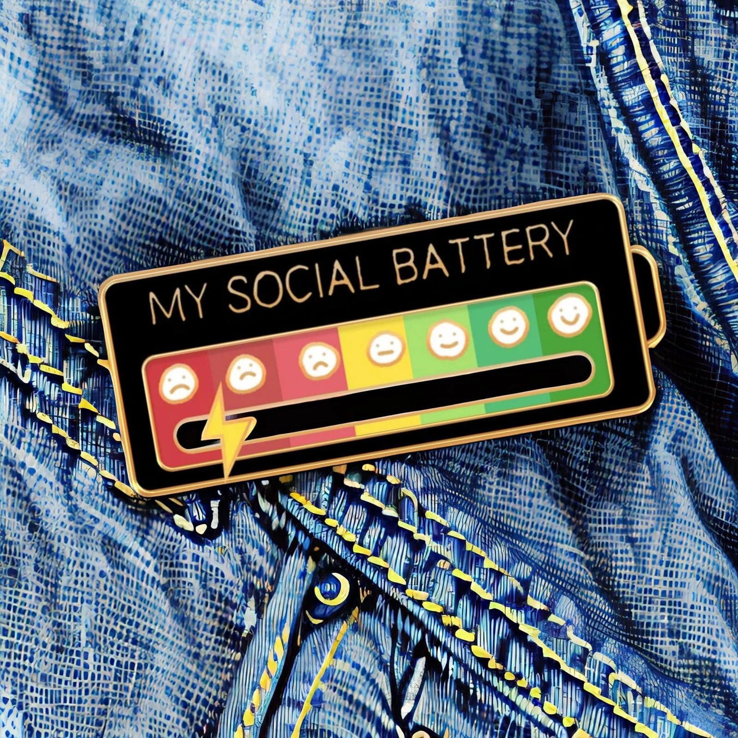 Social Emotions Pin Adjustable to show your mood from Sad to Happy