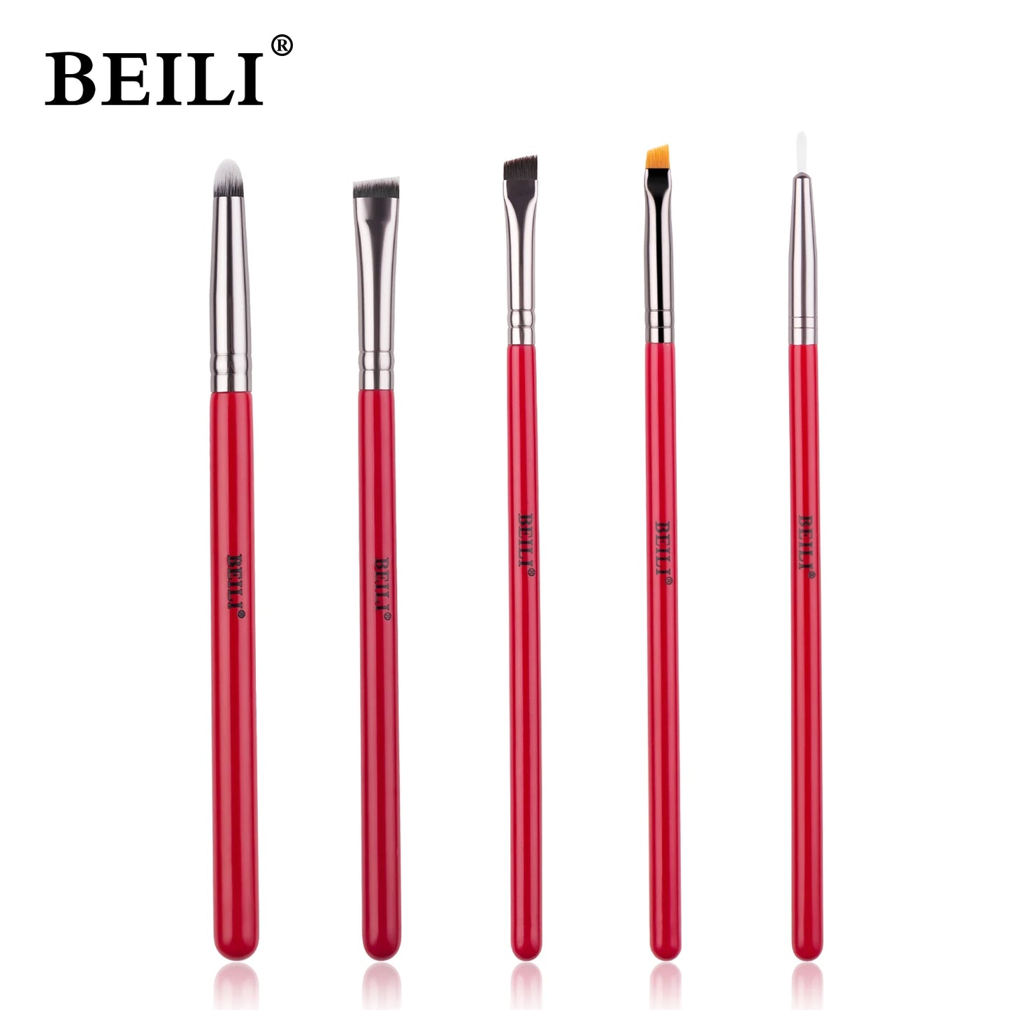 RED BEILI Natural Makeup Brush Sets multiple set options in beautiful red color and style