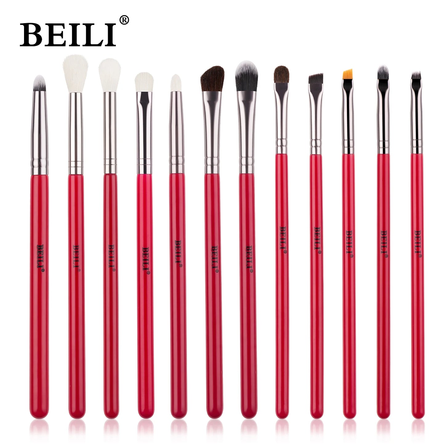 RED BEILI Natural Makeup Brush Sets multiple set options in beautiful red color and style