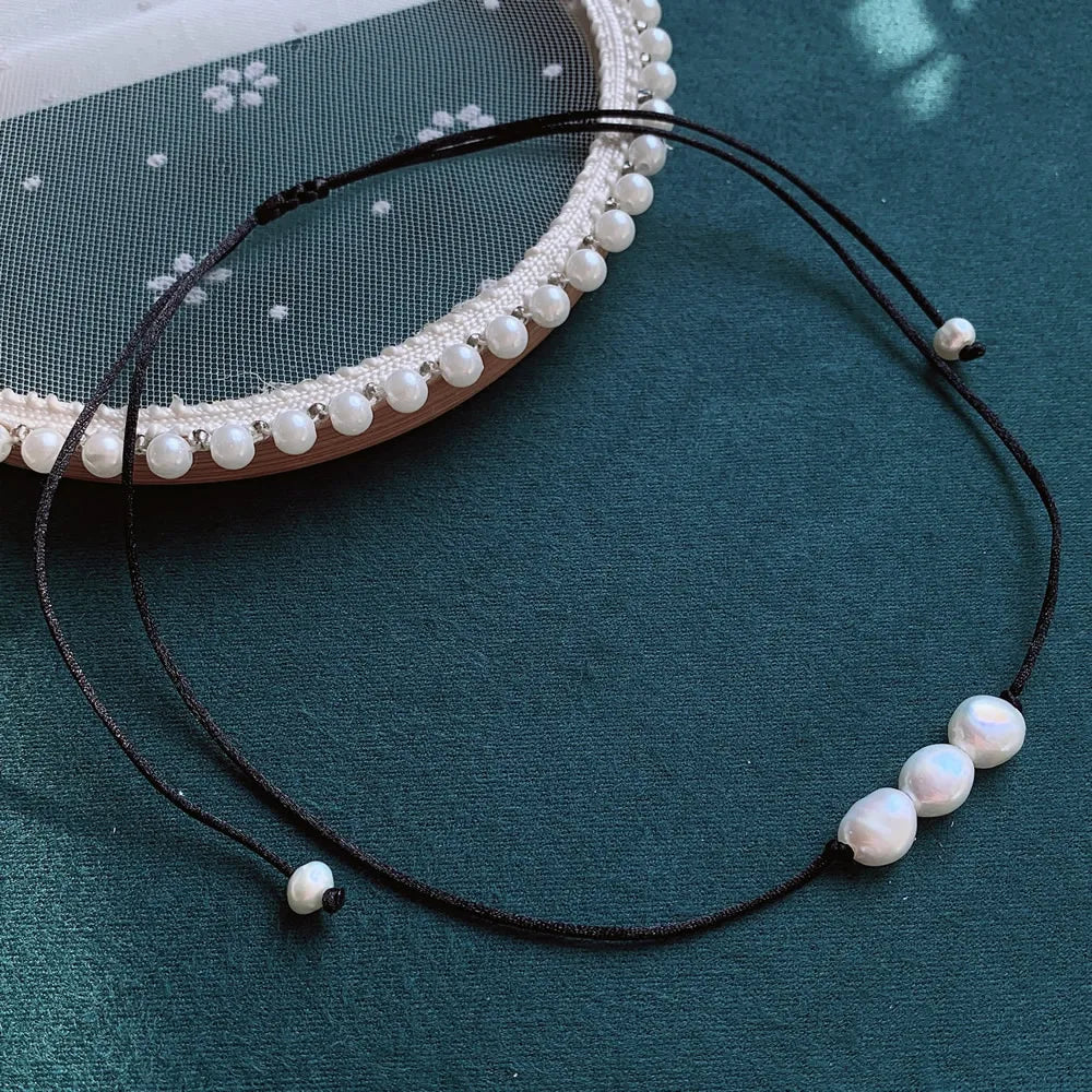 Elegant Freshwater Peal Choker Collar multiple colors 3 pearls on each necklace