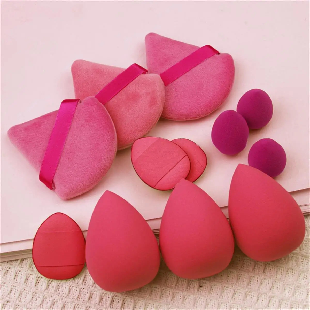 12pcs Makeup Puff Essential Set Red Beauty blender Set