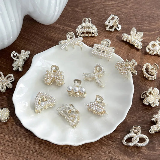 Mini Pearl Rhinestone Hair Claw in various cute shapes