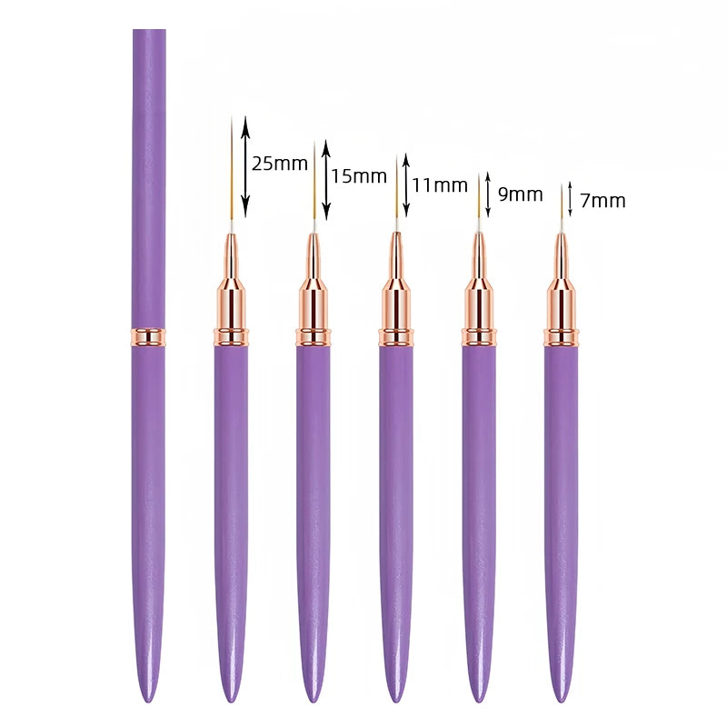 5 Pcs Nail Art Magic Brushes Set Purple