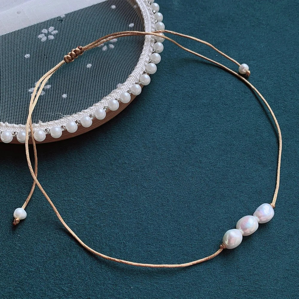 Elegant Freshwater Peal Choker Collar multiple colors 3 pearls on each necklace