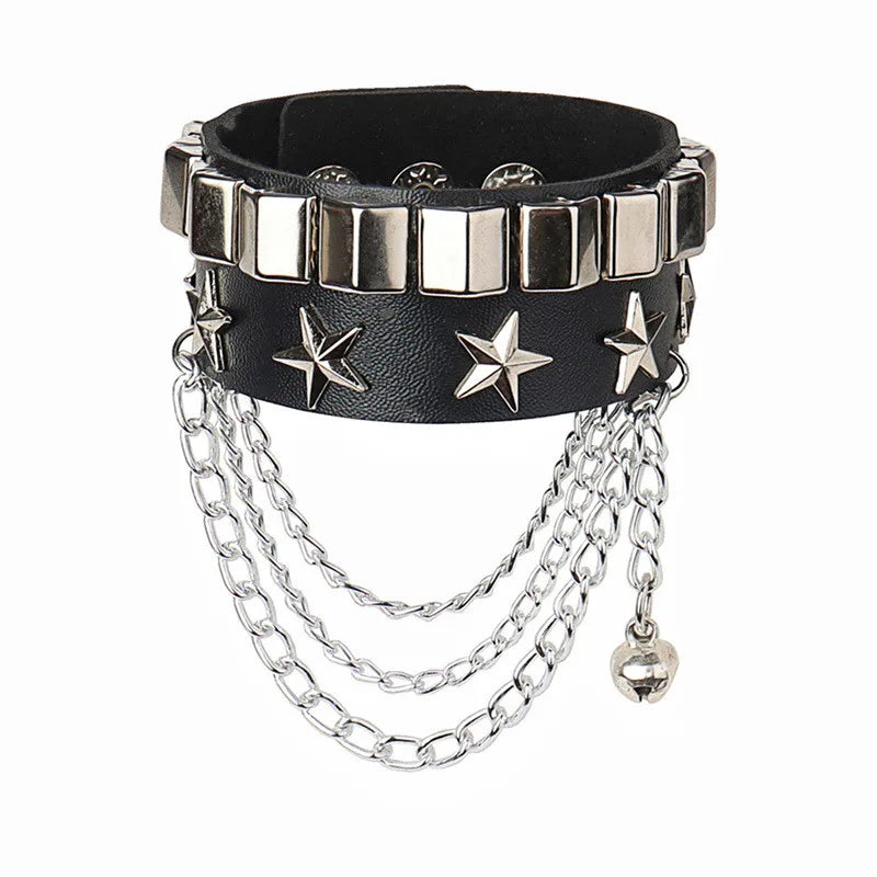 Black Leather Stud Bracelets multiple widths and designs 