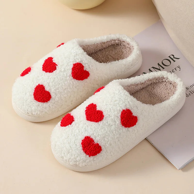 Plush Cozy Slippers Heart Designs