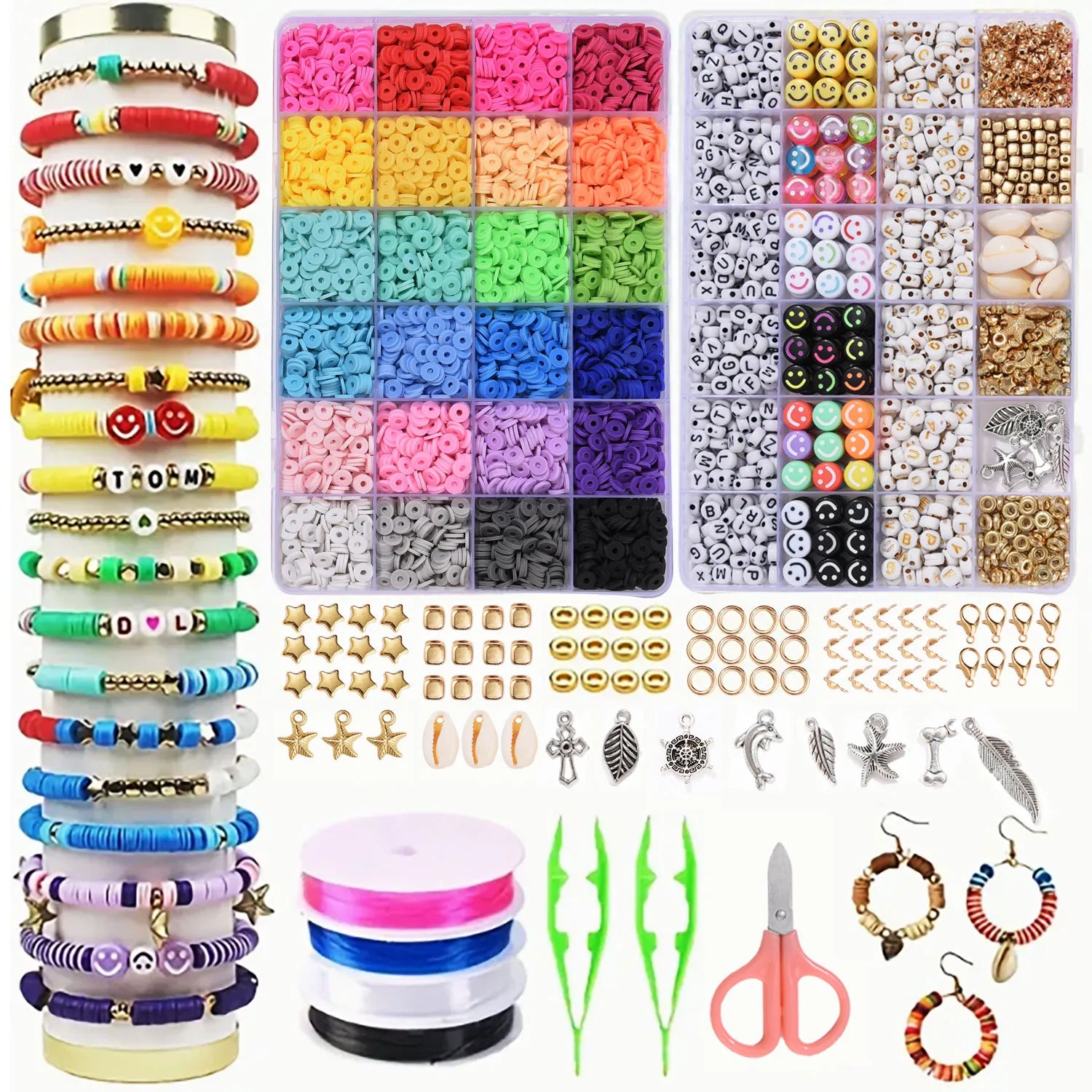 Rainbow Beads Bracelet Making Kit 7200 pieces