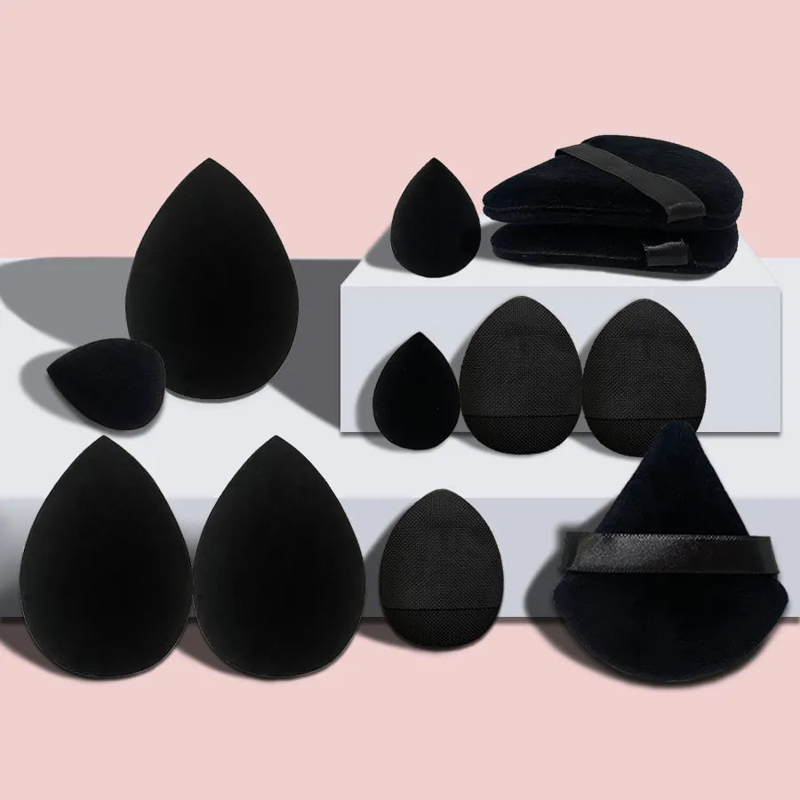 12pcs Makeup Puff Essential Set Black Beauty blender Set