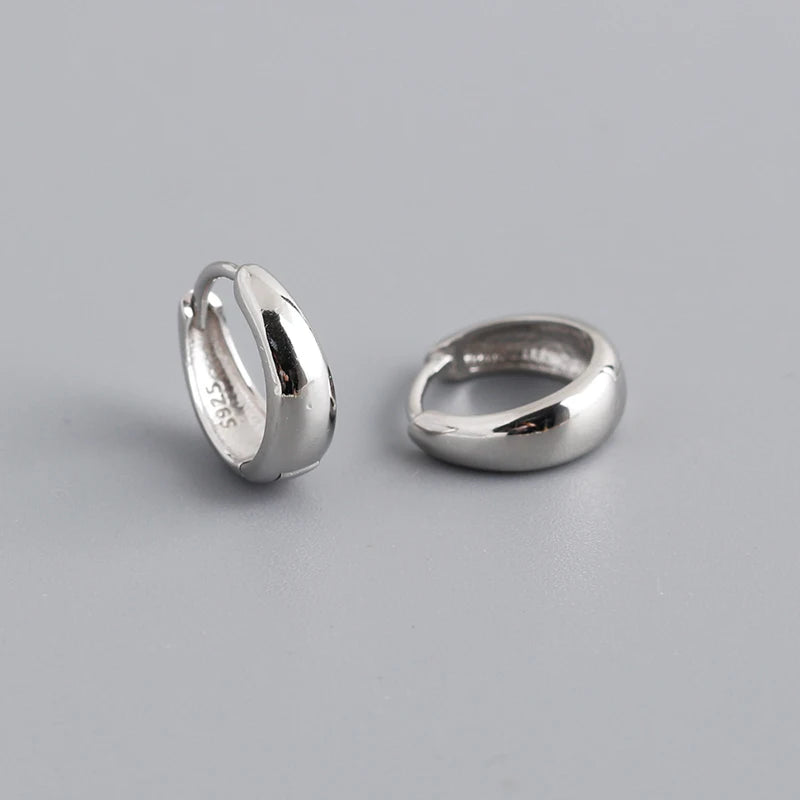 Sterling Silver Simple Hoop Earrings 