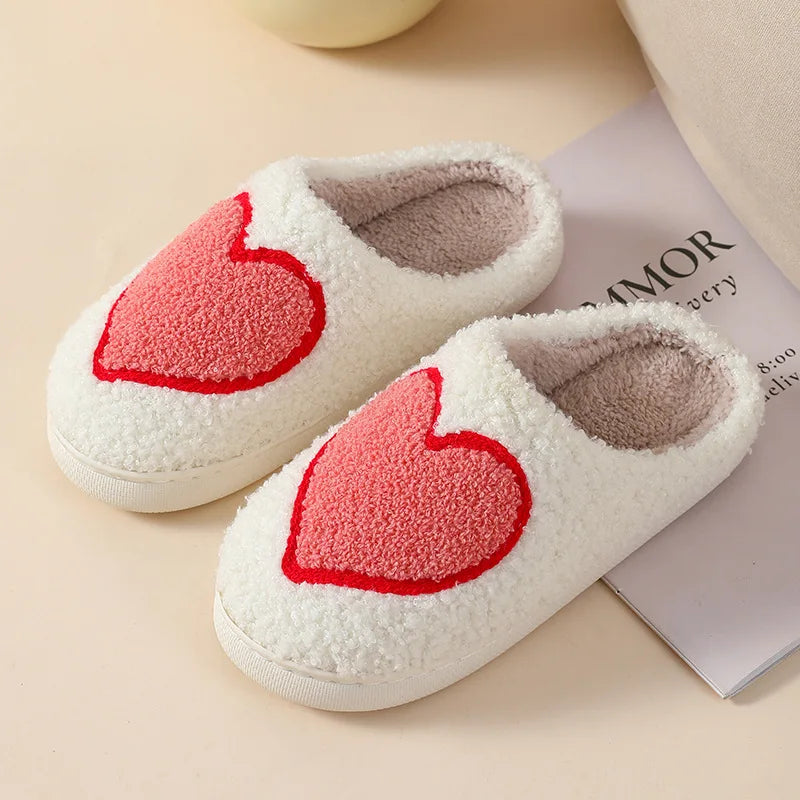 Plush Cozy Slippers Heart Designs