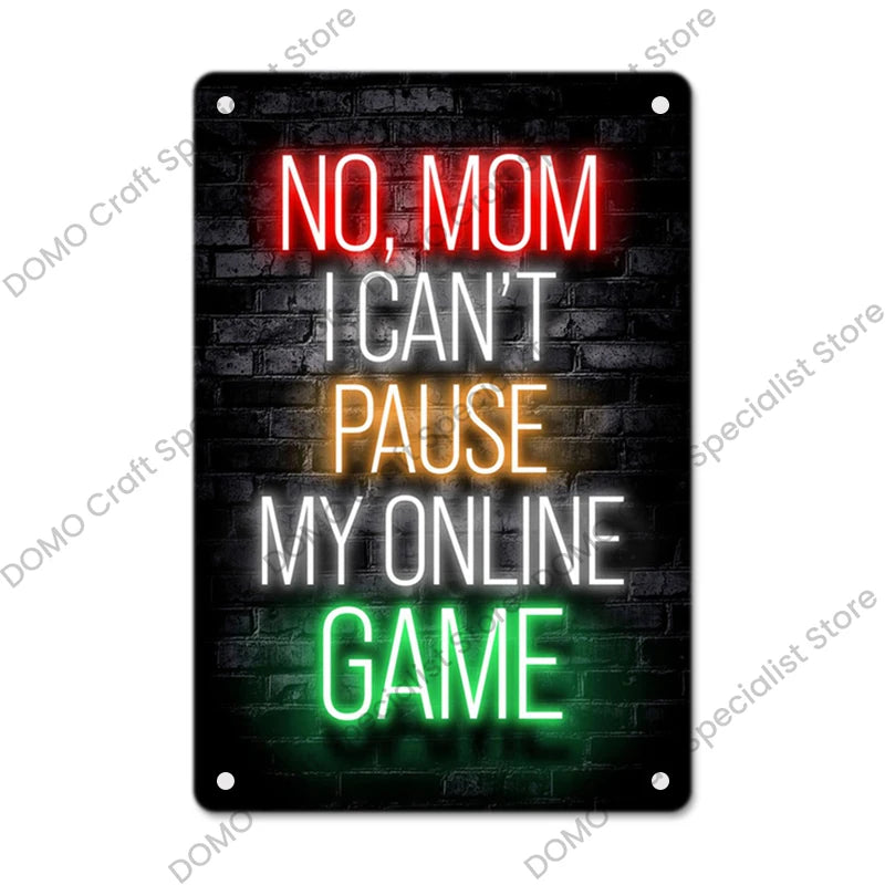 Neon Look Gaming Vintage Metal Sign