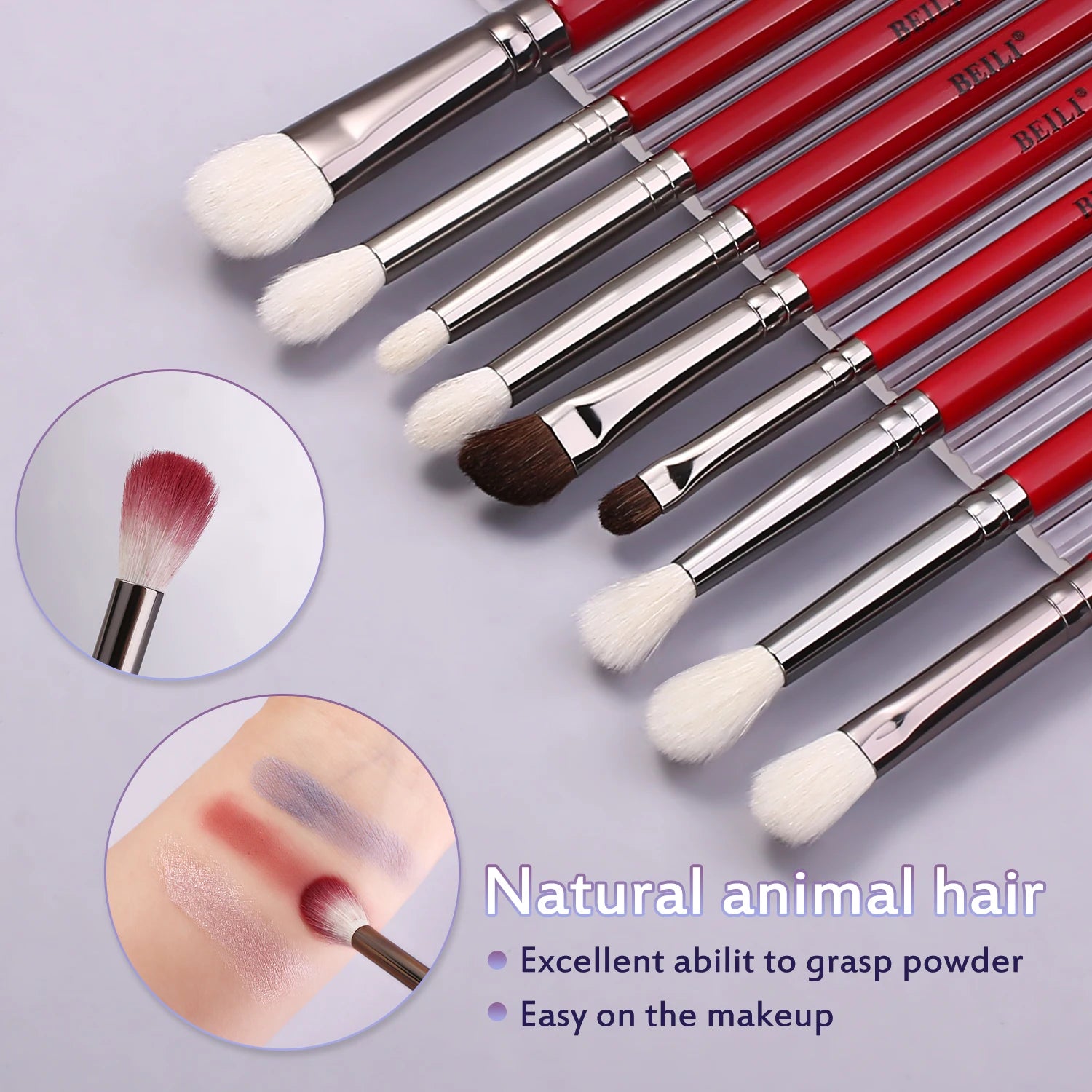 RED BEILI Natural Makeup Brush Sets multiple set options in beautiful red color and style