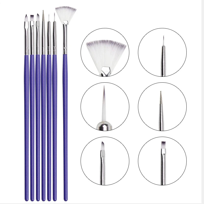 Professional Nail Brush Set multiple options of styles and sizes