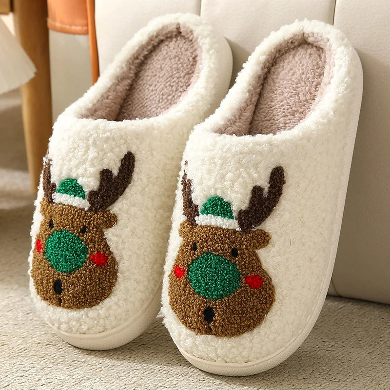 Plush Cozy Slippers Reindeer Designs