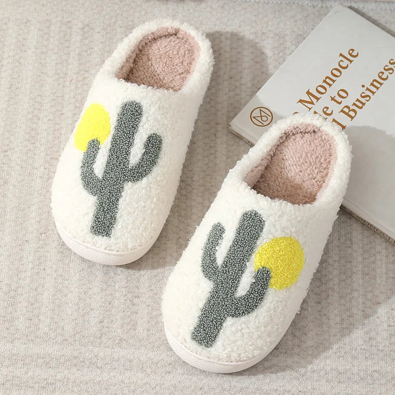 Plush Cozy Slippers Cactus Designs