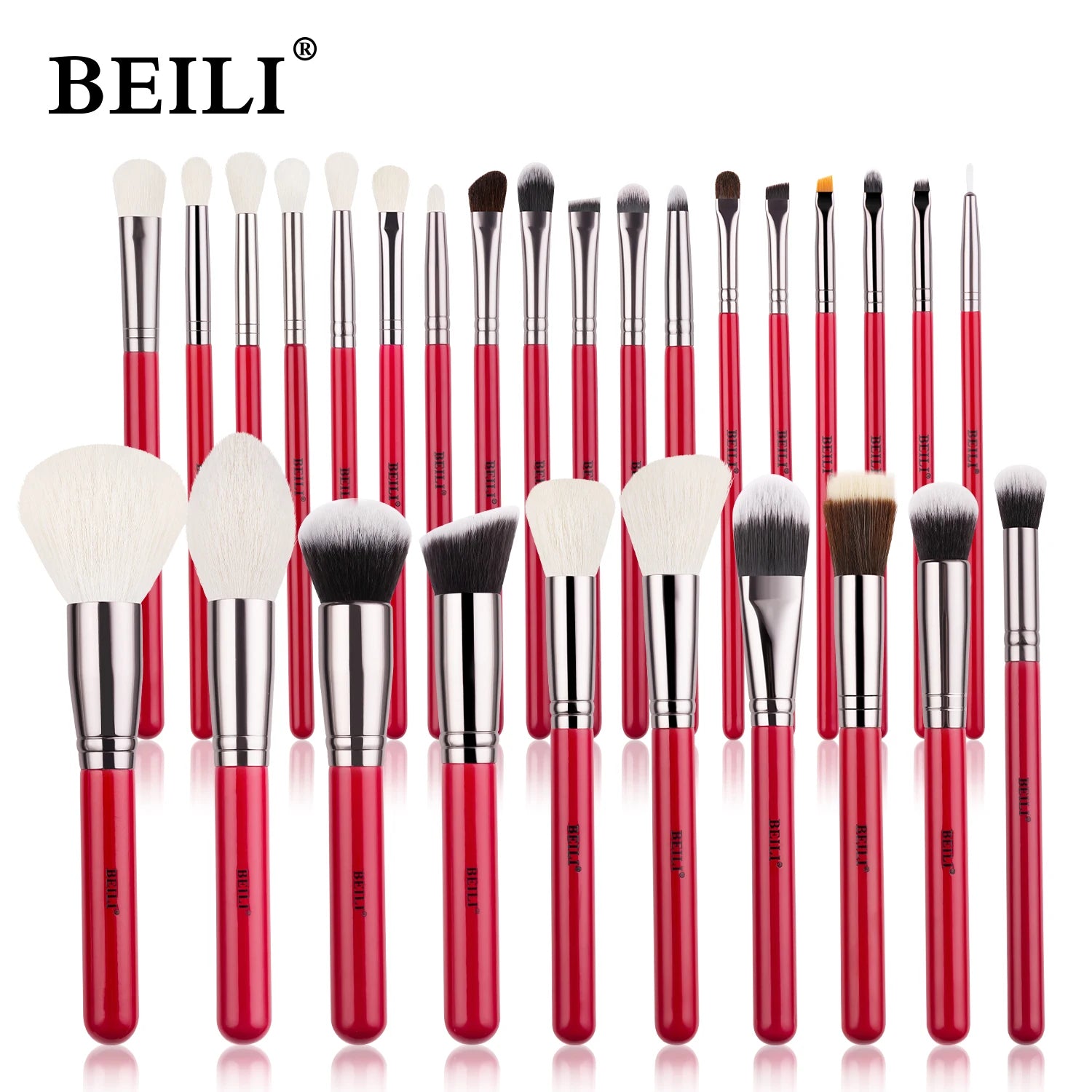 RED BEILI Natural Makeup Brush Sets multiple set options in beautiful red color and style